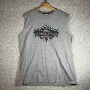 Y2K Harley Davidson flames double sided grey sleeveless tee shirt tshirt